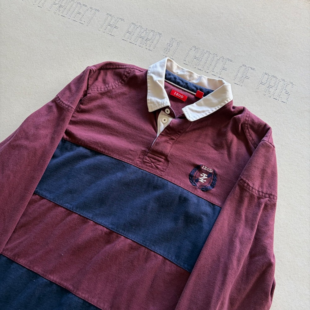 Y2K IZOD Rugby Shirt Long Sleeve Polo Striped